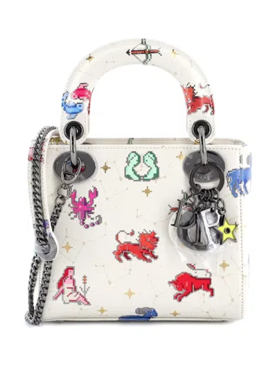 Pre-owned Dior Lady  Bag Limited Edition Pixel Zodiac Printed Calfskin Mini Shoulder Bag In Multi