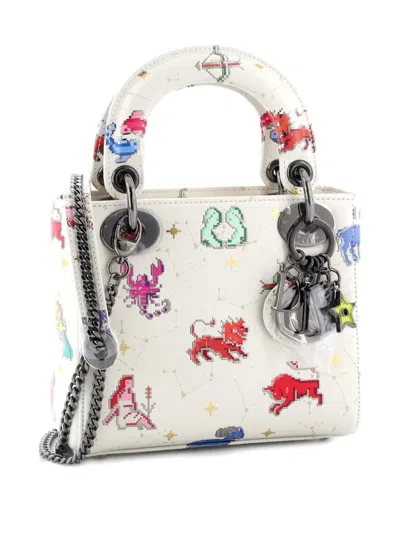 Pre-owned Dior Lady  Bag Limited Edition Pixel Zodiac Printed Calfskin Mini Shoulder Bag In Multi