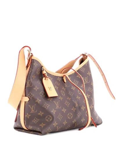 Pre-owned Louis Vuitton Carryall Monogram Canvas Pm Hobo Bag In Brown