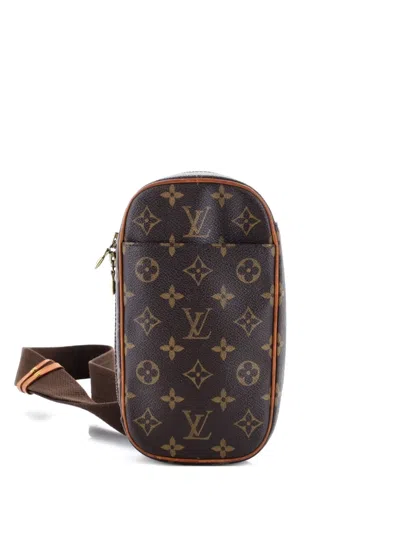 Pre-owned Louis Vuitton Pochette Gange Monogram Canvas Belt Bag In Brown