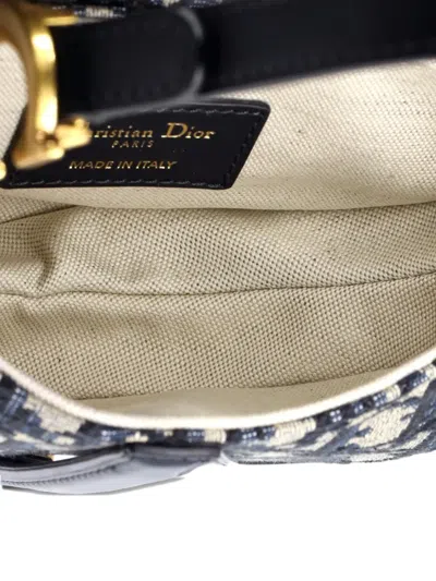 Pre-owned Dior Saddle Handbag Oblique Canvas Mini Shoulder Bag In Blue