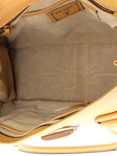 Pre-owned Prada Pushlock Flap Leather Large Tote Bag In Neutral