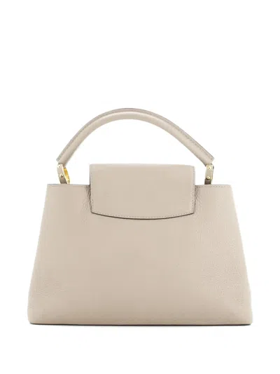 Pre-owned Louis Vuitton Capucines Bag Leather Pm Satchel In Neutral