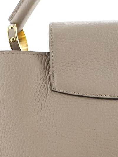 Pre-owned Louis Vuitton Capucines Bag Leather Pm Satchel In Neutral