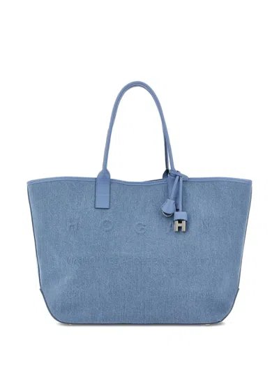 Hogan Embossed Charm Address Shopping Tote Bag In Black