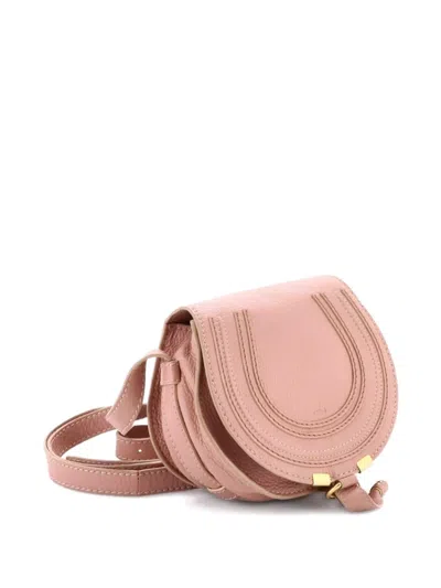 Pre-owned Chloé Marcie Leather Small Crossbody Bag In Pink