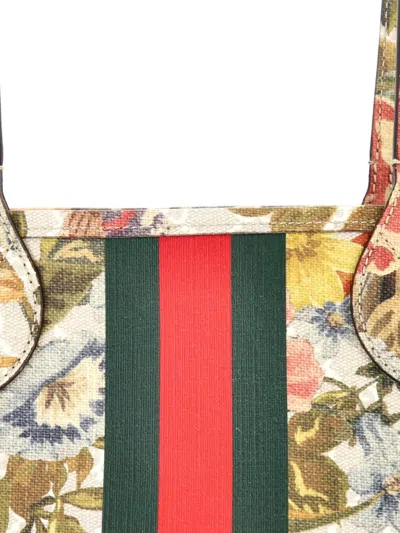 Pre-owned Gucci Ophidia Water Flora Gg Coated Canvas Medium Tote Bag In Multi