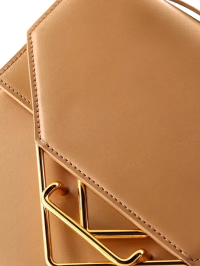 Pre-owned Bottega Veneta Clip Flap Bag Leather Shoulder Bag In Neutral