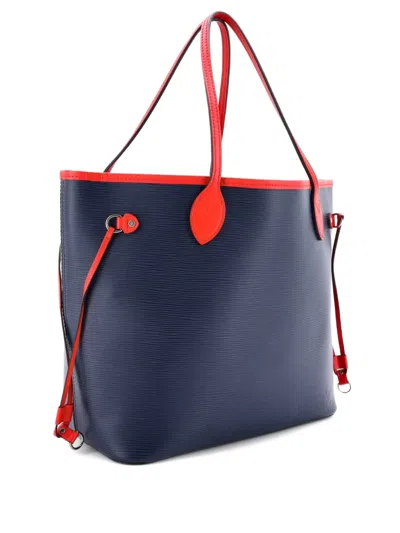 Pre-owned Louis Vuitton Neverfull Epi Leather Mm Tote Bag In Blue