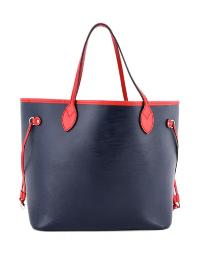 Pre-owned Louis Vuitton Neverfull Epi Leather Mm Tote Bag In Blue