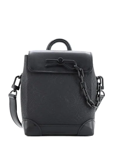 Pre-owned Louis Vuitton Steamer Bag Monogram Taurillon Leather Nano Crossbody Bag In Black