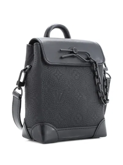 Pre-owned Louis Vuitton Steamer Bag Monogram Taurillon Leather Nano Crossbody Bag In Black