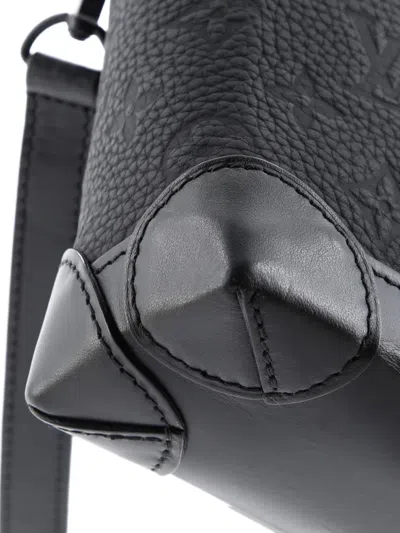 Pre-owned Louis Vuitton Steamer Bag Monogram Taurillon Leather Nano Crossbody Bag In Black