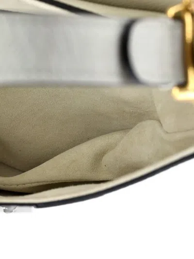 Pre-owned Dior Saddle Handbag Leather Medium Shoulder Bag In White