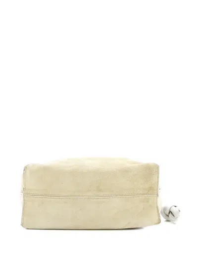 Pre-owned Loewe Flamenco Knot Bag Suede Small Shoulder Bag In Neutral