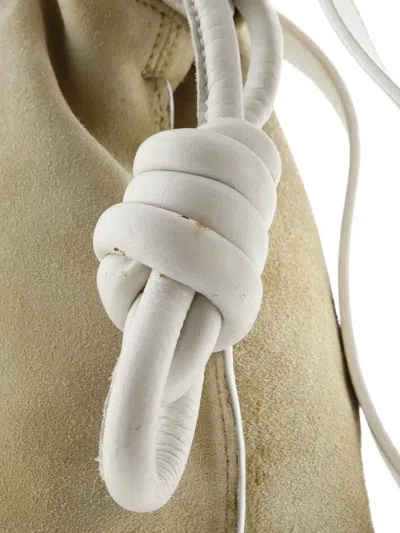 Pre-owned Loewe Flamenco Knot Bag Suede Small Shoulder Bag In Neutral