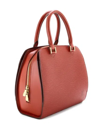 Pre-owned Louis Vuitton Pont Neuf Handbag Epi Leather Pm Satchel In Brown