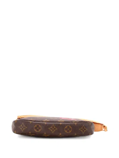 Pre-owned Louis Vuitton Pochette Accessoires Limited Edition Monogram Cerises Clutch Bag In Brown