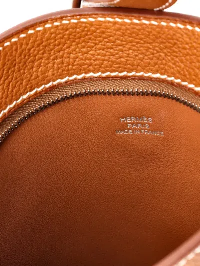 Pre-owned Hermes Pochenplus Sling 皮质斜挎钱包 In Brown