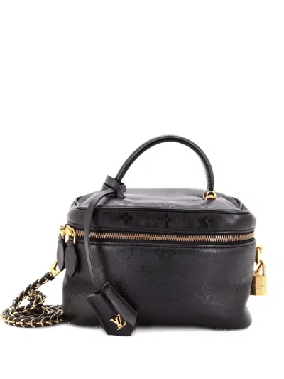 Pre-owned Louis Vuitton Vanity Handbag Monogram Ink Embossed Lambskin Pm Crossbody Bag In Black