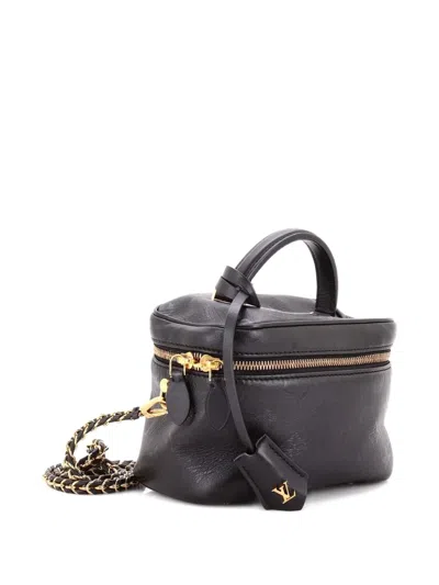 Pre-owned Louis Vuitton Vanity Handbag Monogram Ink Embossed Lambskin Pm Crossbody Bag In Black