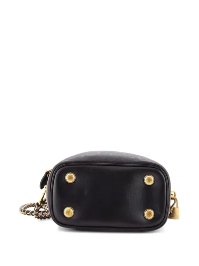 Pre-owned Louis Vuitton Vanity Handbag Monogram Ink Embossed Lambskin Pm Crossbody Bag In Black