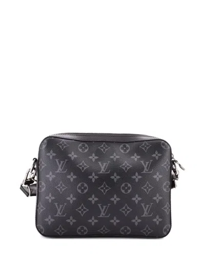 Pre-owned Louis Vuitton Trio Messenger Bag Reverse Monogram Eclipse Canvas Crossbody Bag In Black