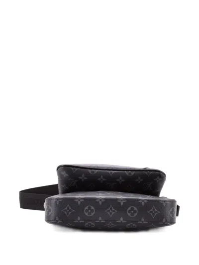 Pre-owned Louis Vuitton Trio Messenger Bag Reverse Monogram Eclipse Canvas Crossbody Bag In Black
