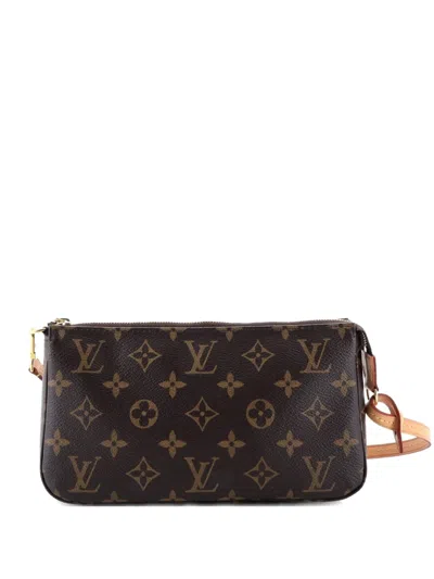 Pre-owned Louis Vuitton Pochette Accessoires Nm Monogram Canvas Clutch Bag In Brown