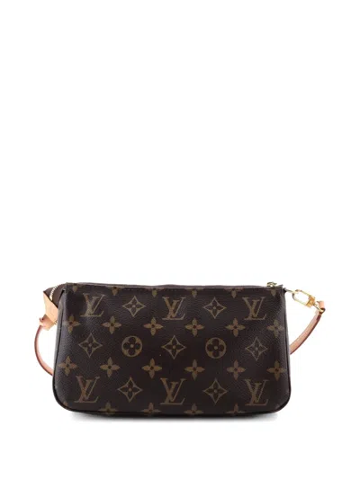 Pre-owned Louis Vuitton Pochette Accessoires Nm Monogram Canvas Clutch Bag In Brown