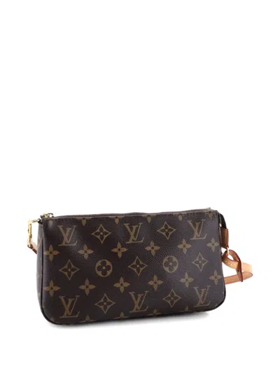 Pre-owned Louis Vuitton Pochette Accessoires Nm Monogram Canvas Clutch Bag In Brown