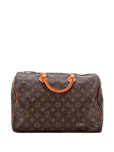Pre-owned Louis Vuitton Speedy Handbag Monogram Canvas 35 Satchel In Brown
