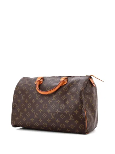 Pre-owned Louis Vuitton Speedy Handbag Monogram Canvas 35 Satchel In Brown