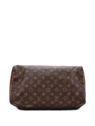 Pre-owned Louis Vuitton Speedy Handbag Monogram Canvas 35 Satchel In Brown