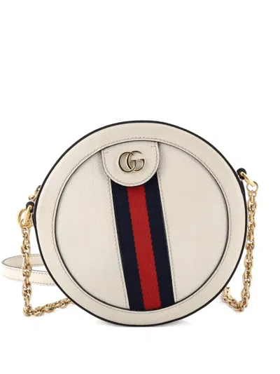 Pre-owned Gucci Ophidia Round Shoulder Bag Leather Mini Crossbody Bag In Neutral