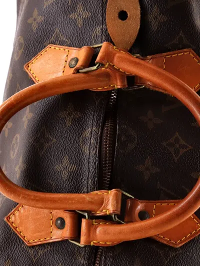 Pre-owned Louis Vuitton Speedy Handbag Monogram Canvas 35 Satchel In Brown