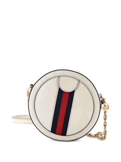 Pre-owned Gucci Ophidia Round Shoulder Bag Leather Mini Crossbody Bag In Neutral