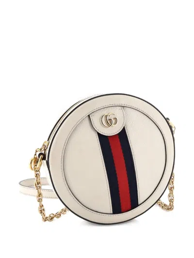 Pre-owned Gucci Ophidia Round Shoulder Bag Leather Mini Crossbody Bag In Neutral