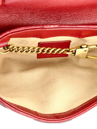 Pre-owned Gucci Gg Marmont Flap Bag Diagonal Quilted Leather Super Mini Crossbody Bag In Black