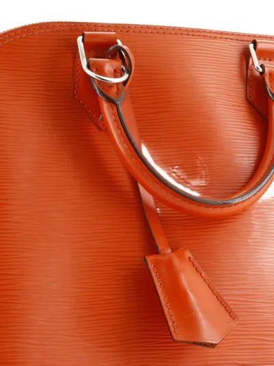 Pre-owned Louis Vuitton Alma Handbag Epi Leather Pm Satchel In Orange