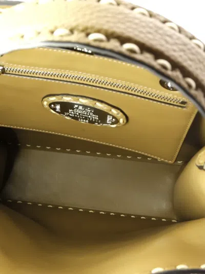 Pre-owned Fendi Selleria Iseeu X-lite Bag Leather Small Tote Bag In Brown