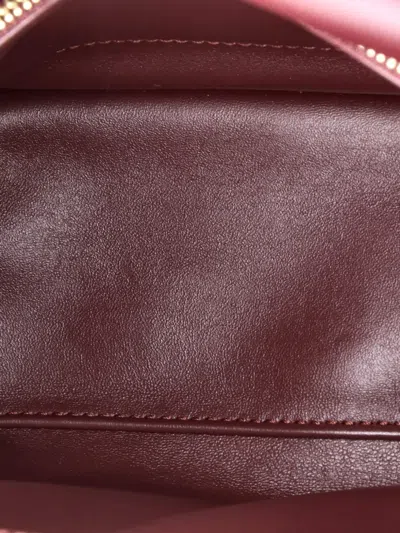 Pre-owned Gucci Deco Chain Flap Bag Mixed Quilt Mini Gg Canvas And Leather Small Shoulder Bag In Red