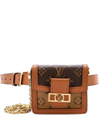 Pre-owned Louis Vuitton Dauphine Bumbag Reverse Monogram Canvas Bb Belt Bag In Brown