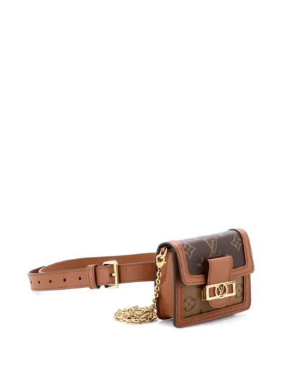 Pre-owned Louis Vuitton Dauphine Bumbag Reverse Monogram Canvas Bb Belt Bag In Brown