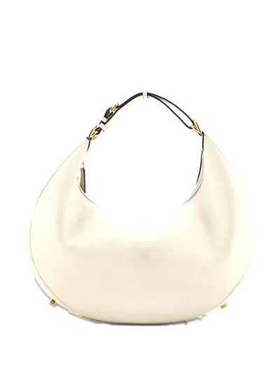 Pre-owned Fendi Graphy Bag Leather Medium Hobo Bag In Neutral