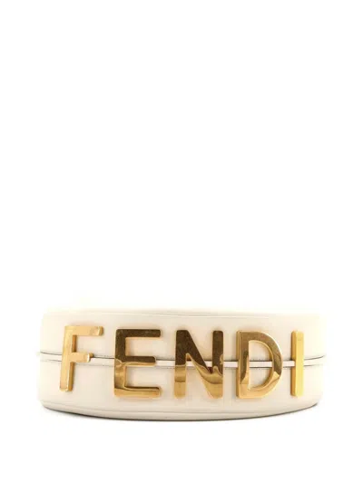 Pre-owned Fendi Graphy Bag Leather Medium Hobo Bag In Neutral