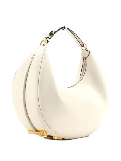 Pre-owned Fendi Graphy Bag Leather Medium Hobo Bag In Neutral
