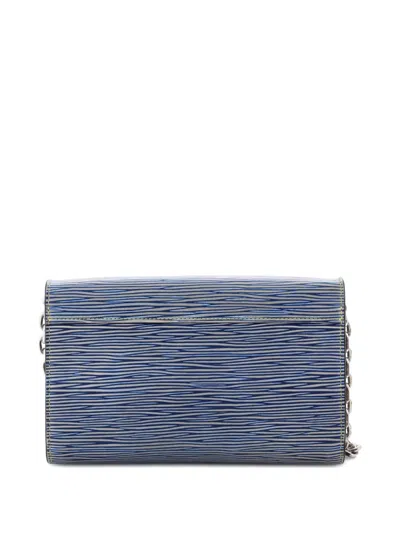Pre-owned Louis Vuitton Twist Chain Wallet Epi Leather Crossbody Bag In Blue