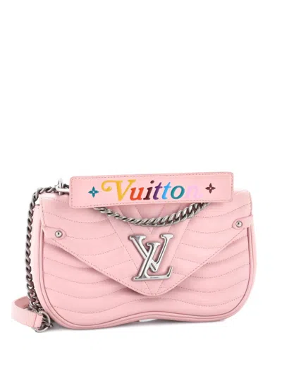 Pre-owned Louis Vuitton New Wave Chain Bag Quilted Leather Mm Crossbody Bag In Pink