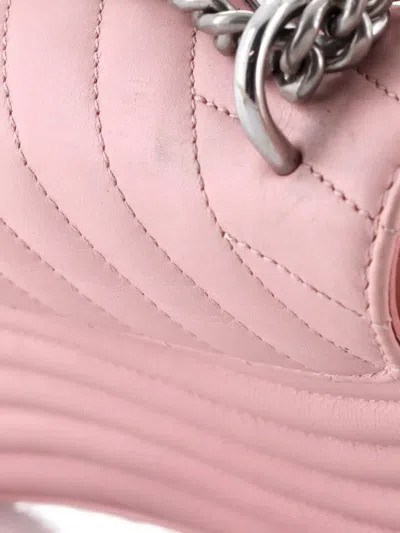 Pre-owned Louis Vuitton New Wave Chain Bag Quilted Leather Mm Crossbody Bag In Pink